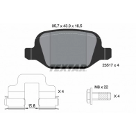 Тормозные колодки дисковые, комплект TEXTAR 23517 Fiat Linea (323) 1 2006 – 2018 23517 165 1 4 2351703