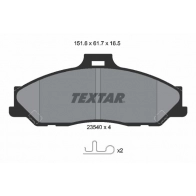 Тормозные колодки дисковые, комплект TEXTAR 23540 165 1 4 Ford Ranger 5 (ET, ES) Пикап 3.0 TDCi 156 л.с. 2006 – 2012 23540 2354001