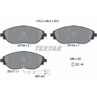 Тормозные колодки дисковые, комплект TEXTAR 24738 2473801 24738 200 1 5 512000