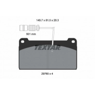 Тормозные колодки дисковые, комплект TEXTAR 29765 29765 203 0 4 T527 Fiat Strada 2976502