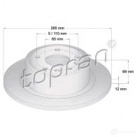 Тормозной диск TOPRAN 200949 44 OASG Opel Omega (B) 2 Универсал 2.2 DTI 16V (F35) 120 л.с. 2000 – 2003