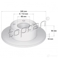 Кронштейн крепления к мосту TOPRAN 110534 Audi A4 (B6) 2 Седан H 45JOH