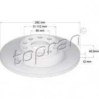 Тормозной диск TOPRAN Skoda Octavia (A5, 1Z3) 2 Хэтчбек 1.8 TSI 152 л.с. 2009 – 2013 E N2K0 115893