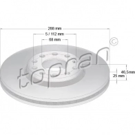 Тормозной диск TOPRAN Skoda Superb 110420 MO0 SM