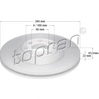 Тормозной диск TOPRAN 207628 2441264 J1P ZC