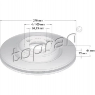Тормозной диск TOPRAN 2445747 S 3L7XC 501014