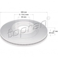 Тормозной диск TOPRAN 820376 2450220 N6 1S6