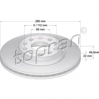 Тормозной диск TOPRAN YK JBCMQ 110074 Skoda Octavia (A5, 1Z3) 2 Хэтчбек 1.6 LPG 102 л.с. 2009 – 2012