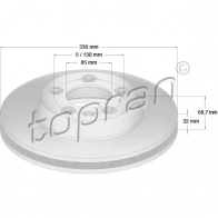 Тормозной диск TOPRAN 7VOY4X H 111286 2436815