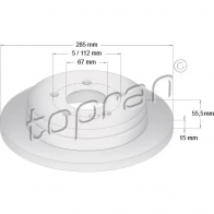 Тормозной диск TOPRAN 2444268 Q 6MXB 401841