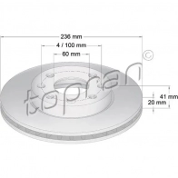 Тормозной диск TOPRAN 200942 2439722 CPH7 H