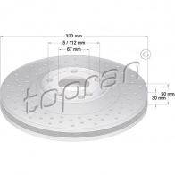 Тормозной диск TOPRAN 408931 Mercedes GLA (X156) 1 Кроссовер 2.1 GLA 220 CDI 4 matic (1505) 170 л.с. 2013 – 2025 EZ8Y Y7P