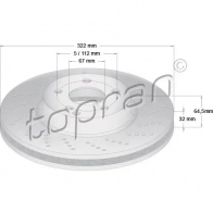 Тормозной диск TOPRAN 1224455174 408830 FFOV V