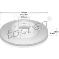 Тормозной диск TOPRAN XE V6MW 207809 2441375