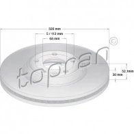 Тормозной диск TOPRAN QY 6UH66 115520 Audi A6 (C7) 4 Седан 2.0 Tfsi Quattro 220 л.с. 2013 – 2018