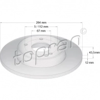 Тормозной диск TOPRAN Mercedes C-Class (W202) 1 Седан 400852 C OYE0H