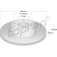 Тормозной диск TOPRAN 2449445 MVE4K6 C 722454