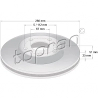 Тормозной диск TOPRAN 408553 2444861 G672C S