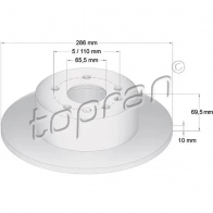 Тормозной диск TOPRAN 200951 2439730 PO8A H