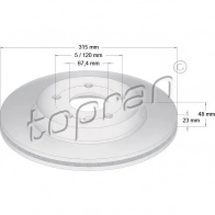Тормозной диск TOPRAN 208306 LV M0QV5 1224421598