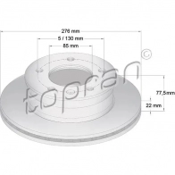 Тормозной диск TOPRAN 107687 QD0 4H4 2434795