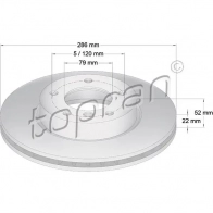 Тормозной диск TOPRAN 2445425 V H0ULK9 500563