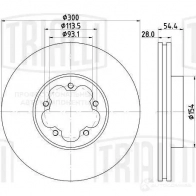 Тормозной диск TRIALLI DF 105105 Ford Transit 7 (FA) Фургон 2.2 TDCi RWD 155 л.с. 2011 – 2024 T7O5Z TF