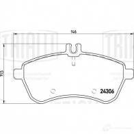 Тормозные колодки дисковые, комплект TRIALLI Mercedes C-Class (W204) 3 Седан 2.1 C 220 CDI 4 matic (2084) 170 л.с. 2013 – 2014 PF 4273 2O SQ9