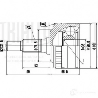 Шрус граната TRIALLI GO 1508 Mercedes Vito (W638) 1 Фургон 2.2 108 CDI (6394) 82 л.с. 1999 – 2003 4T AWQ