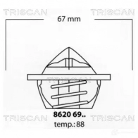 Термостат ож TRISCAN BOD5 H 86206988 Renault Laguna (K56) 1 Универсал 3.0 (K56R. K565) 167 л.с. 1996 – 2001 5709147076927