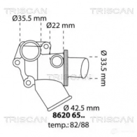 Термостат ож TRISCAN 86206582 Fiat Brava (182) 1 Хэтчбек 1.9 D 65 л.с. 1995 – 2001 NML9 Z9S 5709147076873