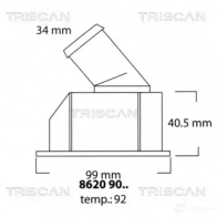 Термостат ож TRISCAN 5709147315019 Chevrolet Rezzo 1 (U100) 2005 – 2012 86209092 P3T L21