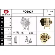 Генератор SNRA 532UT FO80 27 FO8027 Ford Galaxy 1 (VX, VY, WGR) Минивэн 2.0 i 116 л.с. 1995 – 2006