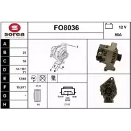 Генератор SNRA Ford Focus 1 Хэтчбек 1.6 16V Flexifuel 102 л.с. 2002 – 2004 F O8036 WV6GK FO8036