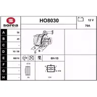 Генератор SNRA HO80 30 HO8030 WX1PI7H Honda Civic 7 (ES, ET) Седан 1.7 (EU3) 116 л.с. 2001 – 2005