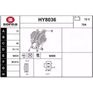 Генератор SNRA 5WA XL DG3DFF HY8036 Hyundai i20 (PB, PBT) 1 Хэтчбек 1.2 78 л.с. 2008 – 2012