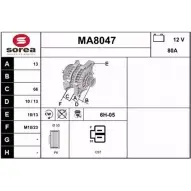 Генератор SNRA MA8047 8YL6G Mazda 3 (BK) 1 Хэтчбек 1.6 105 л.с. 2003 – 2009 NN 2IOTY