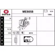 Генератор SNRA ME80 58 Z0GF73K ME8058 Mercedes C-Class (S203) 2 Универсал 2.0 C 180 (2035) 129 л.с. 2001 – 2002