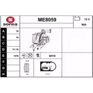 Генератор SNRA ME8 059 ME8059 Mercedes C-Class (S203) 2 Универсал 2.0 C 180 (2035) 129 л.с. 2001 – 2002 5G9Z64