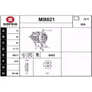 Генератор SNRA MI 8021 MI8021 I72P3E Mitsubishi Pajero 2 (V3, V2, V4) Внедорожник 2.5 TDiC (V44W. V24W) 99 л.с. 1991 – 1999
