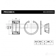 Подшипник ступицы колеса, комплект RIDEX 654w0004 UWB CYI 1437744125 - Изображение 3