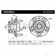 Подшипник ступицы колеса, комплект RIDEX UEL 7U 654w0147 1437745294 - Изображение 3