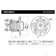 Подшипник ступицы колеса, комплект RIDEX 1437745126 654w0043 NN KUY - Изображение 5