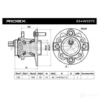 Подшипник ступицы колеса, комплект RIDEX 1437745263 MV 8S2F 654w0273 - Изображение 5