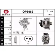 Генератор SNRA Opel Vectra (C) 3 Хэтчбек 2.0 16V Turbo (F68) 175 л.с. 2003 – 2008 OP 8086 OP8086 K7OA5