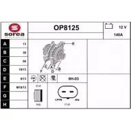 Генератор SNRA ZN Y7VB Opel Astra (J) 4 Универсал 1.7 CDTI (35) 131 л.с. 2010 – 2015 OP8125 U8DTLP