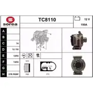 Генератор SNRA UWS286Z TC8110 Fiat Ducato (250) 3 Кабина с шасси 2.2 100 Multijet 2.2 D 100 л.с. 2006 – 2024 TC 8110