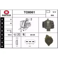 Генератор SNRA TO8061 9KT3X TO806 1 Toyota Corolla (E110) 8 Седан 2.0 D (CE110) 72 л.с. 1997 – 2000