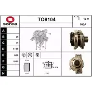 Генератор SNRA TO8104 9KI51LT Toyota Corolla (E150) 10 Седан 2.0 D 4D 126 л.с. 2007 – 2025 G18A A