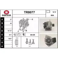 Генератор SNRA TR 8077 TR8077 DK6B0I3 Renault Laguna (K56) 1 Универсал 2.2 D (K56F/2. S56F) 83 л.с. 1995 – 2001